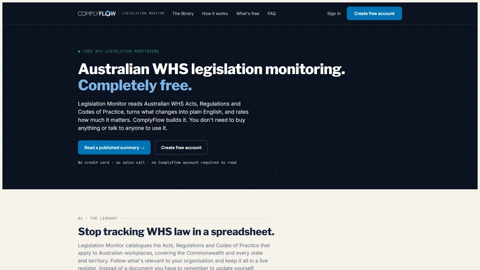 The Legislation Monitor home page: Australian WHS legislation monitoring, completely free